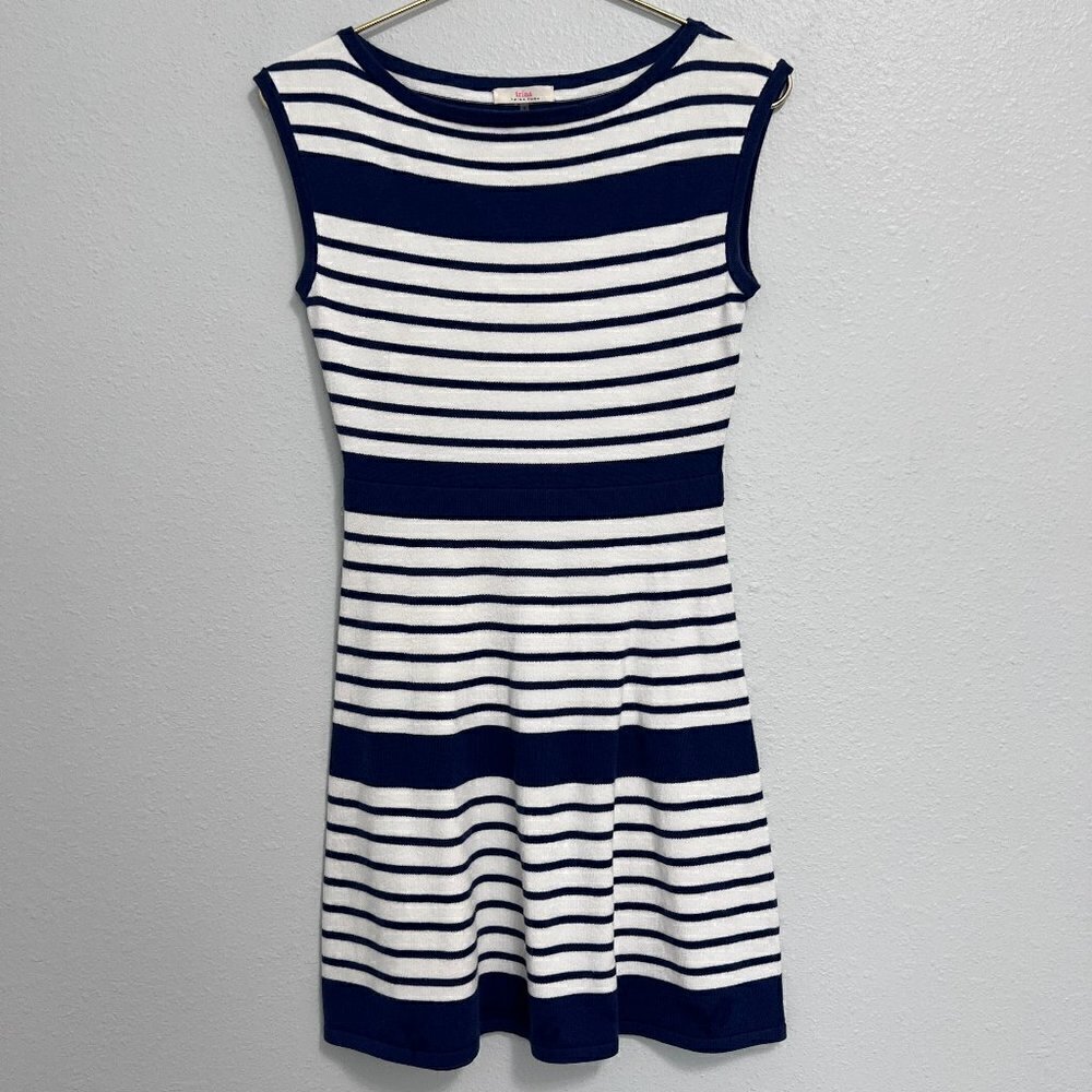 Trina Turk Blue And White Striped Knit Mini Dress
